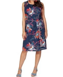Vestido Joe Browns azul colorido estampado floral talla 46 48 NUEVO - Imagen 1 de 2
