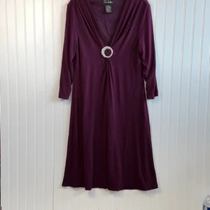 SL Fashions Rhinestone Embellished O Ring Deep Wine Fit & Flare Dress SZ 18 - Picture 1 of 15