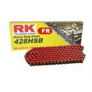 Motorrad Kette in ROT RK FR428HSB mit 142 Rollen und Clipschloss offen - Picture 1 of 1