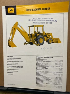Scheda tecnica brochure John Deere vintage JD410 terna caricatore 1971 trattore - Foto 1 di 2