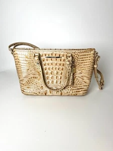 Brahmin Mini Asher Beige Cream Bronze Top Handle Satchel Shoulder Bag - Picture 1 of 12