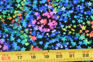 11" Long, Colorful Stars on Black Quilt Cotton, Timeless Treasures, P6566 - Picture 1 of 6