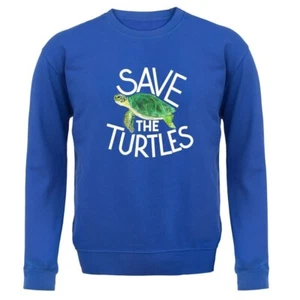 Save The Turtles - Kids Hoodie / Sweater - Eco Earth Planet Sea Ocean Animal - Picture 1 of 20