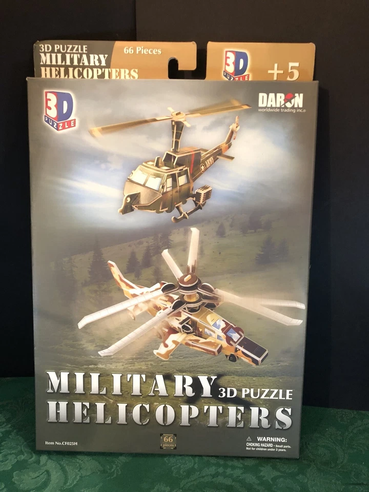 3D Puzzles: 2 Military Helicopters in Pkg. #CF025H Daron Toys Cubicfun NEW - Image 1 of 3