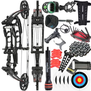 Compound Bow Dual-use Short Axis 40-65lbs Steel Ball Arrow Hunting Fishing RH LH - Picture 1 of 22