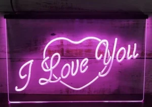 I LOVE YOU HEART DISPLAY GIFT LED Neon Sign-3D Carving Wall Art for - Picture 1 of 5