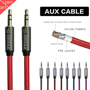 Aux Cable 3.5mm Male to Male Auxiliary Audio Nylon Braided Cord for Car PC Phone - Picture 1 of 12