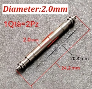 22 mm Fat spring Bar 2,0 mm diametro barre molla diver watch orologio reloj - Foto 1 di 1