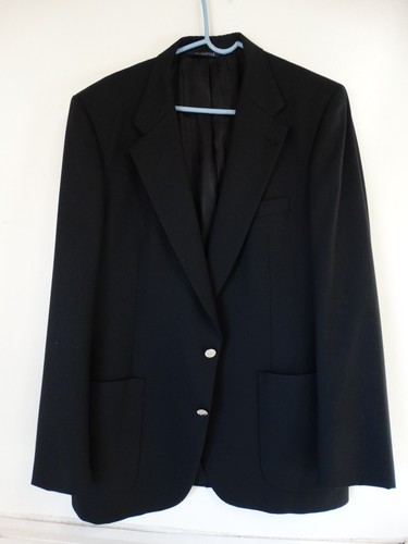 Burberry Blazer cappotto sportivo da uomo taglia 44 lungo nero cromato 2 bottoni