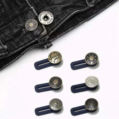 Jeans Button Extender Pants Waist Extension Stretch Adjustable Silicone & Metal - Image 1 of 4