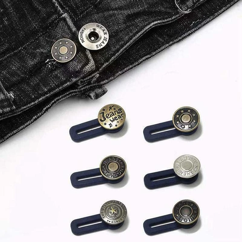 Jeans Button Extender Pants Waist Extension Stretch Adjustable Silicone & Metal - Image 1 of 4