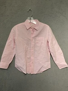 Crewcuts J Crew Boys Linen Blend Button Shirt Down Size 10 Pink Long Sleeve - Picture 1 of 5
