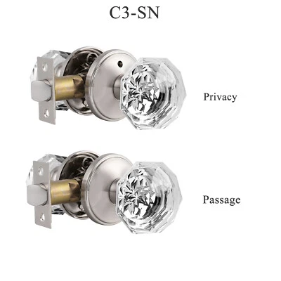 Perillas de puerta negras de vidrio de níquel cepillado de cristal diamante bronce frotado con aceite transparente Foto 1 de 4