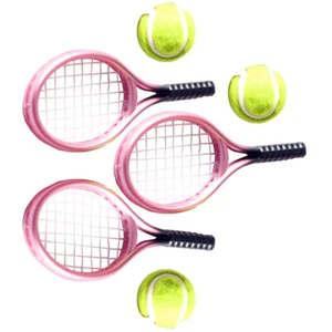 3 Sets Mini Racket Tennis Model Miniature Sports Accessories Craft Toy - Picture 1 of 12