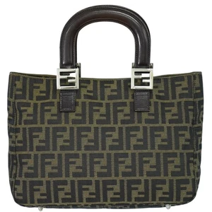 FENDI Zucca 26329 Canvas Tote Handbag Brown Silver - Picture 1 of 21