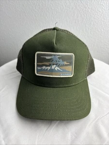 Quiksilver Palm Tree Patch Olive Green Black Mesh Snapback Hat Cap - Picture 1 of 3