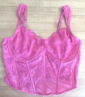 Gilly Hicks pink floral corset bra daisies size L - Image 1 of 3