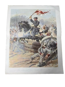 Vintage Print, SHERIDAN AT FIVE FORKS,April 1865,History Our Country,1900,Chromo - Picture 1 of 6