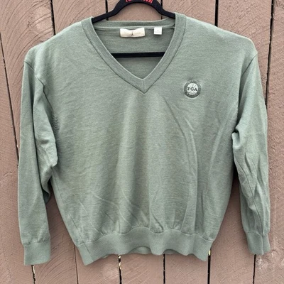 Vintage Henry Grethel PGA Golf Sweater XL Green Made In Korea V-Neck 80s 90s - Image 1 of 4