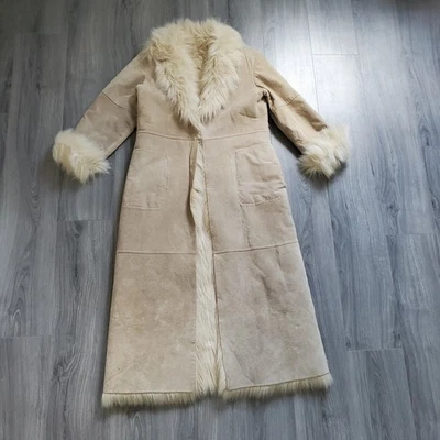 Abrigo Penny Lane Vintage Para Mujer Grande Largo Cuero Piel Boho Clásico Años 90 Y2K Foto 1 de 4