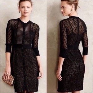 Abito Anthropologie Beguile by Byron Lars Mona pizzo illusione midi nero, taglia 8 - Foto 1 di 15