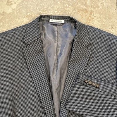Lauren Ralph Lauren Black Label Blazer Men 48R Grey Houndstooth Wool Sports Coat - Image 1 of 4