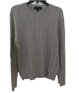 Brooks Brothers Sweater Mens Large Gray Saxxon Wool Cable Knit - Picture 1 of 11