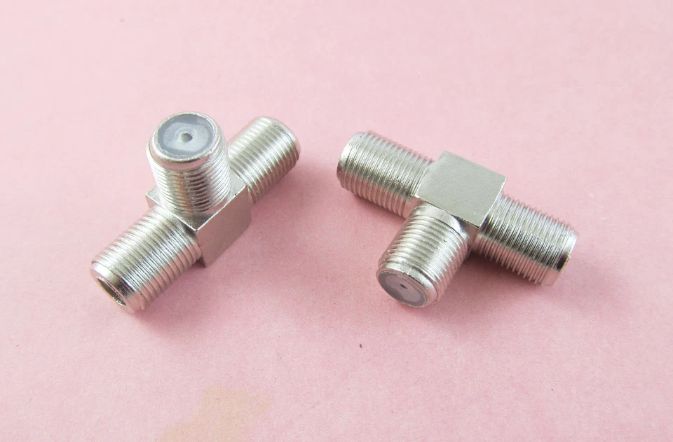 10pcs F Female To Two Dual F Female Jack Triple T RF TV CCTV Adapter Connector - Image 1 of 4