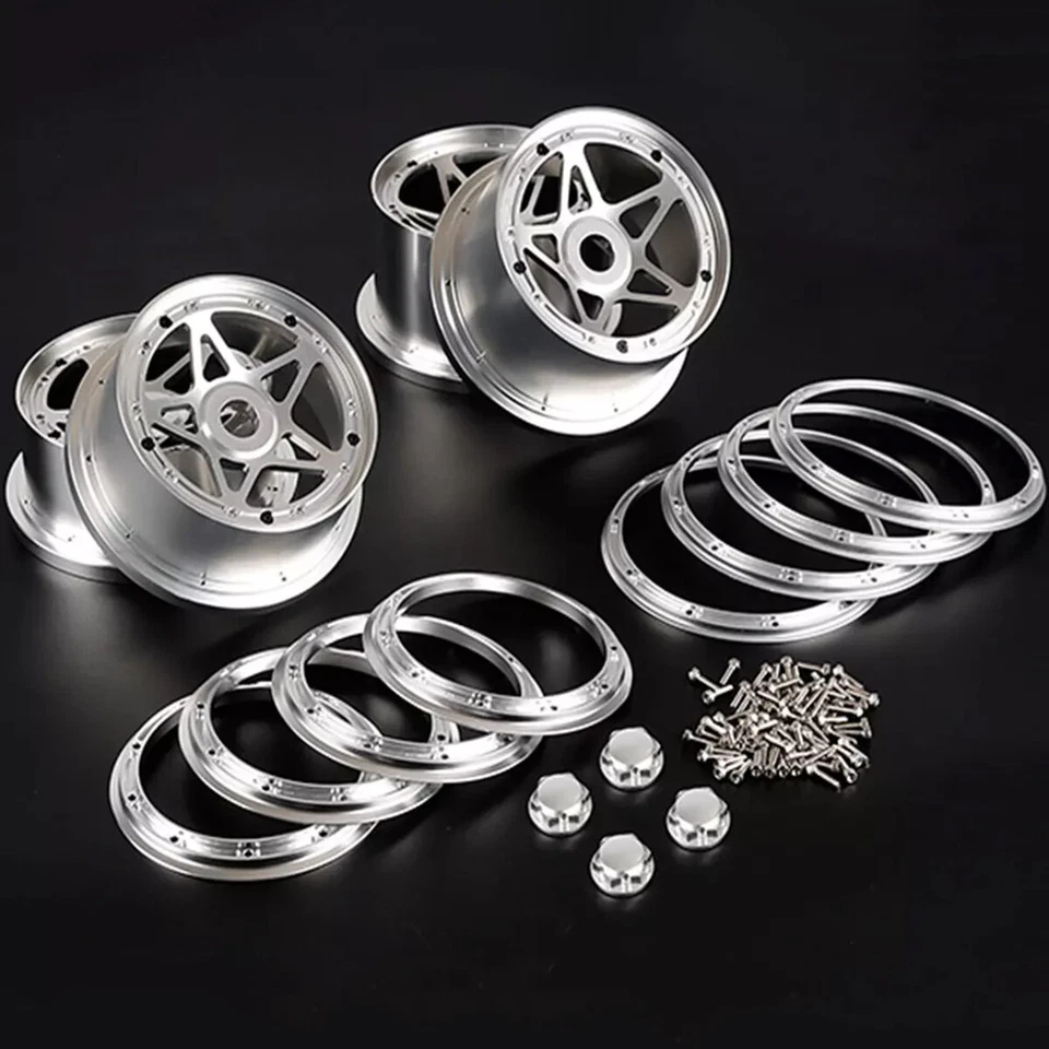 4pcs CNC-gefertigte Aluminium-Metallradräder für RC 1/5 HPI Rovan Baja 5B SS KM - Bild 1 von 4