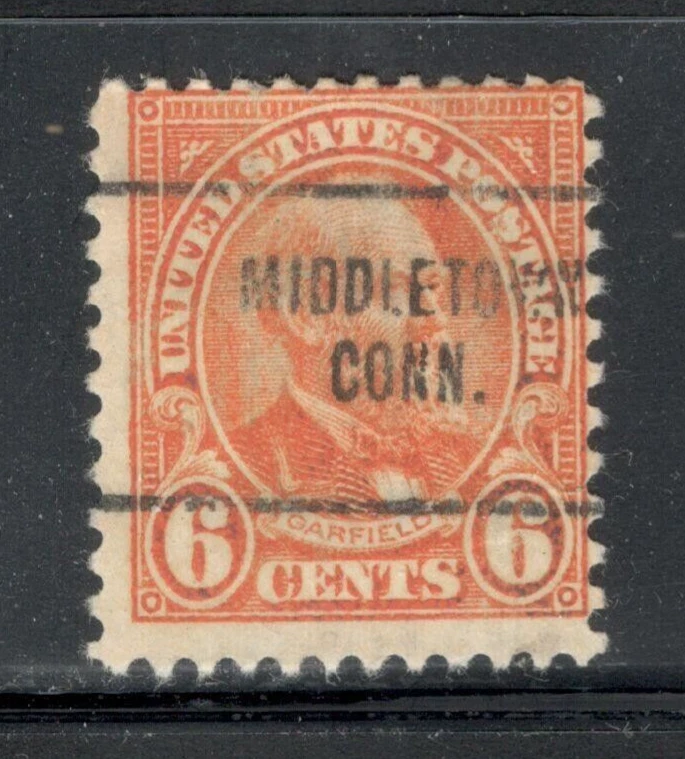 Sc # 638 ~ 6 cent James Garfield Issue, Precancel,  MIDDLETOWN CONN. - Image 1 of 1