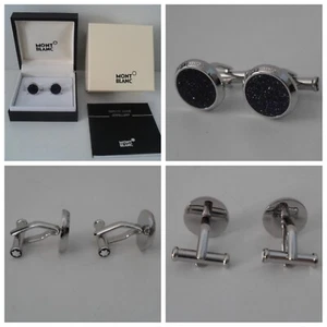 Gemelli Montblanc classici blu pietra oro Meisterstuck scintillante acciaio inox - Foto 1 di 16