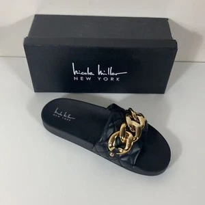 Nicole Miller quilted chain slides sandal size 7 - Picture 1 of 5