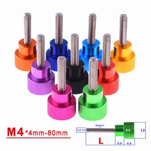 M4 Aluminum +Stainless Steel Knurled Thumb Screws Thumbscrew Bolts 4mm-80mm Long - Picture 1 of 4