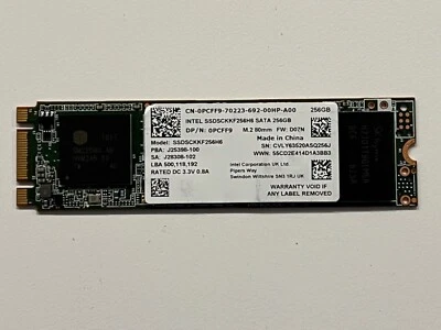 Intel SATA 256GB SSD M.2 80mm SSDSCKKF256H6 - Health Status Good 99% - Image 1 of 3