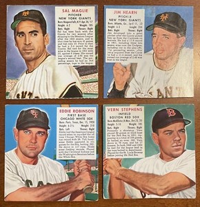 1952 RED MAN Tobacco Baseball Cards No Tab Maglie / Hearn / Stephens & Robinson
