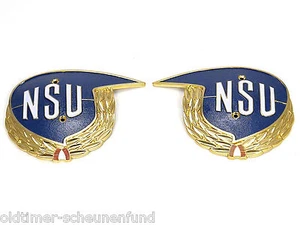 NSU Tankemblem ein Paar Embleme, Weltmeister mit Lorbeerkranz, links und rechts - Picture 1 of 4