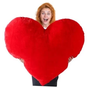 Christmas 41 Inch Heart Shaped Pillow Plush Giant Heart Pillow Huge Heart Red - Picture 1 of 8