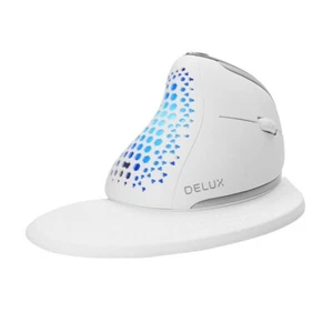 DeLUX Seeker Wireless Vertical Mouse OLED BT/USB 4000DPI 4-Device White - Picture 1 of 1