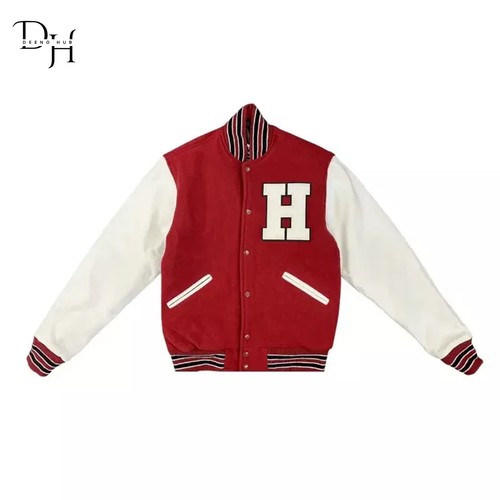VETEMENTS Giacca Varsity nuova Letterman The Harvard anni '50 lana rossa e maniche in pelle bianca