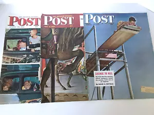 G Lot 3 Saturday Evening Post Cover Pages Norman Rockwell 1947 Covers Only - Picture 1 of 4