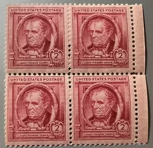 SCOTT 860 BLOCK OF 4 1940 2 CENT COOPER FAMOUS AMERICANS ISSUE MNH OG - Picture 1 of 2