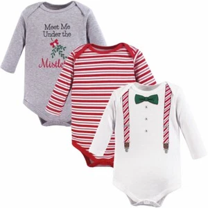Little Treasure Cotton Bodysuits, 3-Pack, Christmas Suspenders - Picture 1 of 1