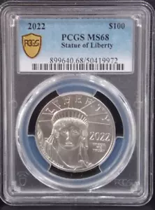 2022 $100 Uncirculated Platinum 1oz Ounce Eagle Statue of Liberty PCGS MS68 - Picture 1 of 2
