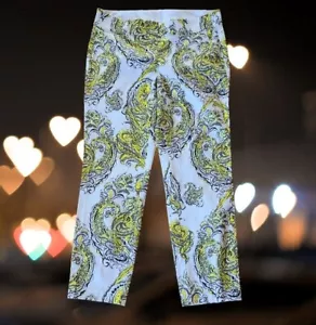 Pantalones para mujer Ann Taylor Carnegie cortos al tobillo tiro bajo blancos amarillos talla 6 - Imagen 1 de 13