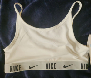 Soutien-gorge de sport Nike Dri fit entraînement support léger WHT filles Lg - NEUF avec étiquettes gratuites shp