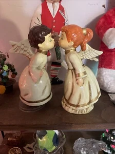 Vintage Pair Of Kissing Angels MCM Bergman & Anderson Plays Silent Night OG Box - Picture 1 of 12