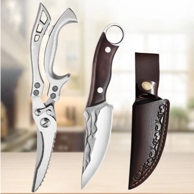 Cuchillo de corte de frutas y tijera de hueso de pollo para cortar carne de cocina afilada apto para camping Foto 1 de 4