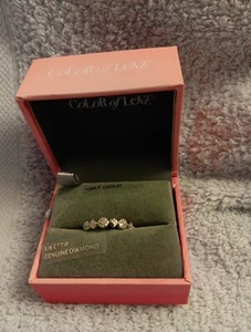 Real DIAMOND White GOLD Anniversary Ring 10KT - Picture 1 of 3