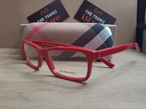 BURBERRY B2187 3364 Red Rectangle Full Rim Eyeglasses Frames 55-17-140  - Picture 1 of 8
