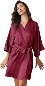 Women'S Silk Robe Satin Kimono Robe for Bride Bridesmaids Short Bridal Party Rob - Picture 1 of 12